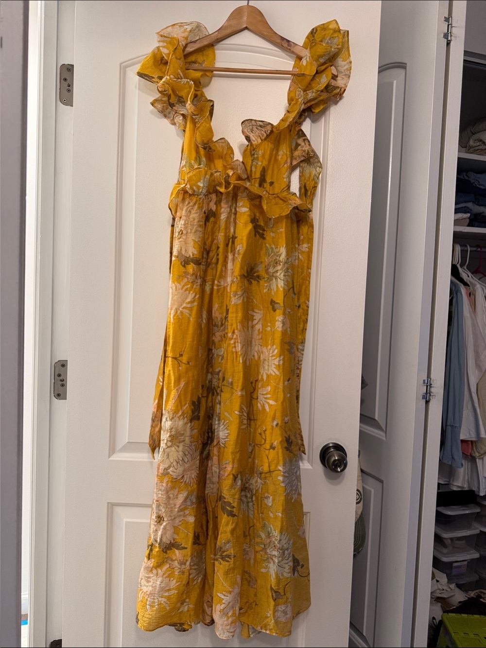 H&M Yellow Floral Ruffle Maxi Dress